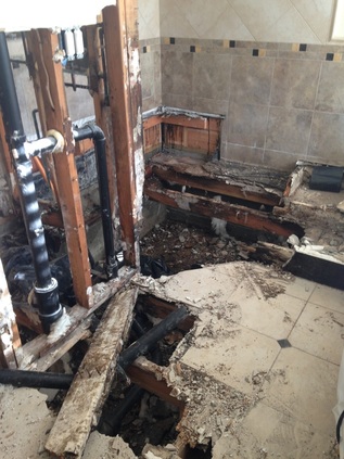 Severe water damage plumbing leak detection 